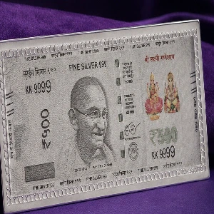 Silver Indian 500 Rupees Note
